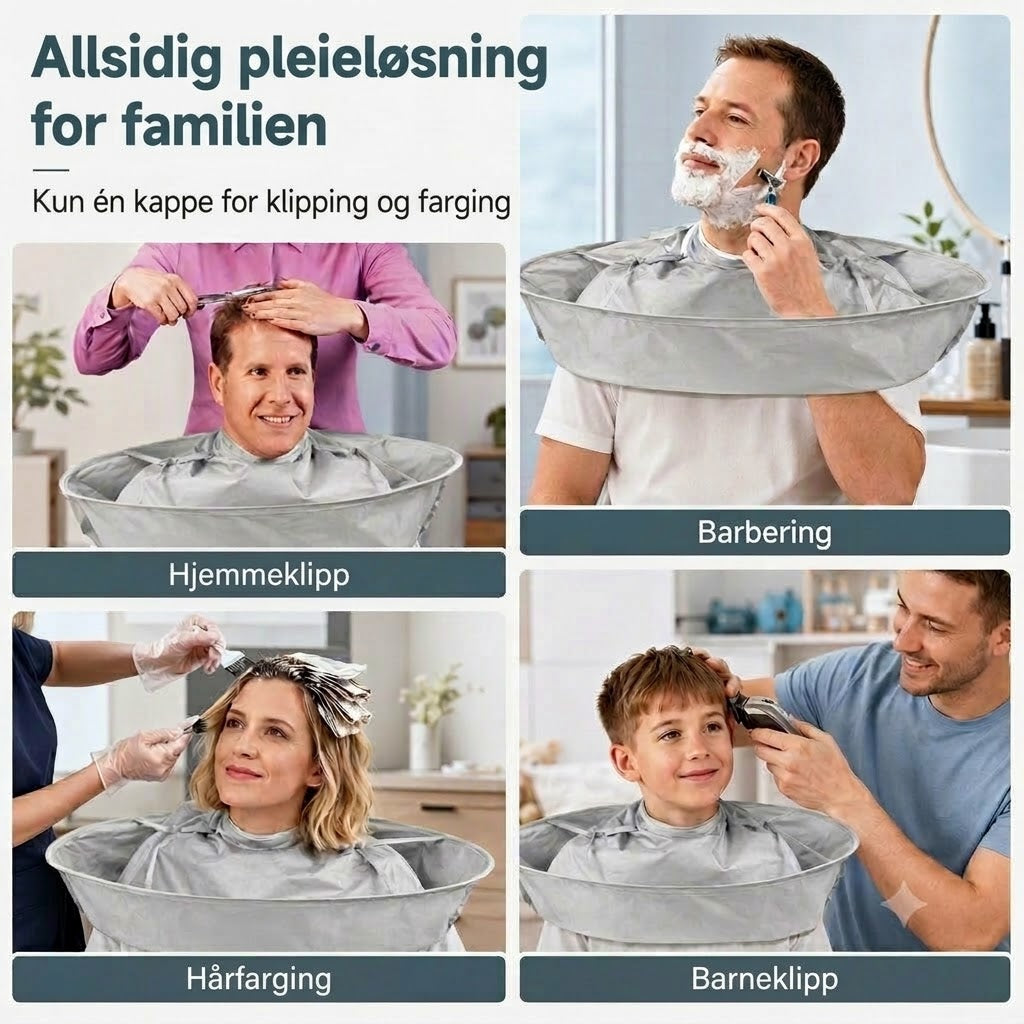 Vanntett klippekappe med oppsamler – Sammenleggbar paraply-klippekappe for hjemmeklipping