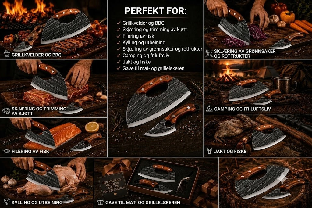 🔪 Førsteklasses kjøttknivsett (2-deler) – Ekstremt skarpe, perfekt for BBQ, grilling og matlaging.