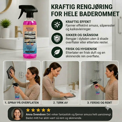 Baderomsrens – Universalrengjøringsmiddel egnet for badekar, vasker og glass.