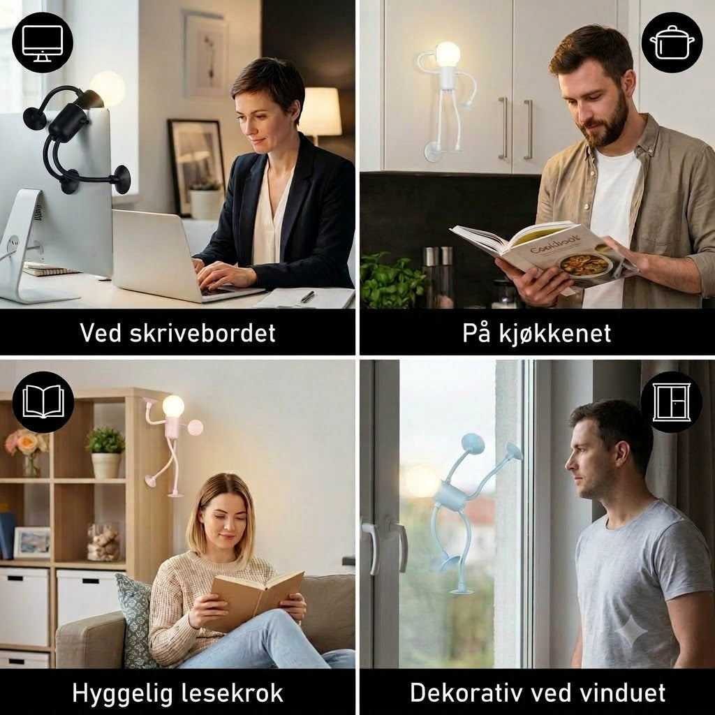 LED-lys med sugekopp — morsomt design, med utskiftbare sugekopper, kan brukes til dekorasjon.