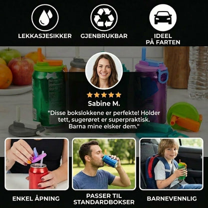 2-i-1 gjenbrukbar sugerørhette i silikon – Lekkasjesikkert, bærbart drikkelokk (2-pakning)