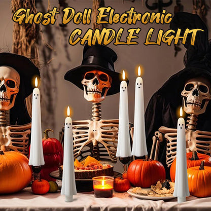 🎃👻 Fjernstyrte LED-spøkelseslys med 3D-flammeveke 🕯️💡  1 sett (2 stk.)