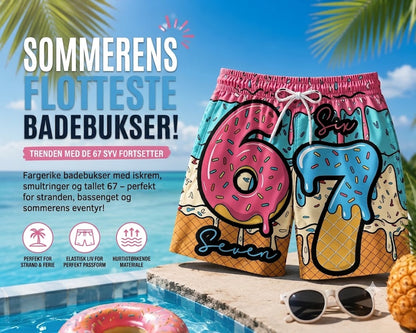 🍦Shorts med iskrem- og smultringtrykk🍩
