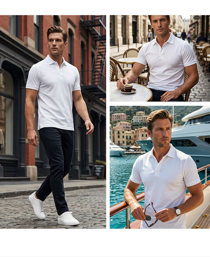 Kortermet poloskjorte til herre – Sportslig slim-fit