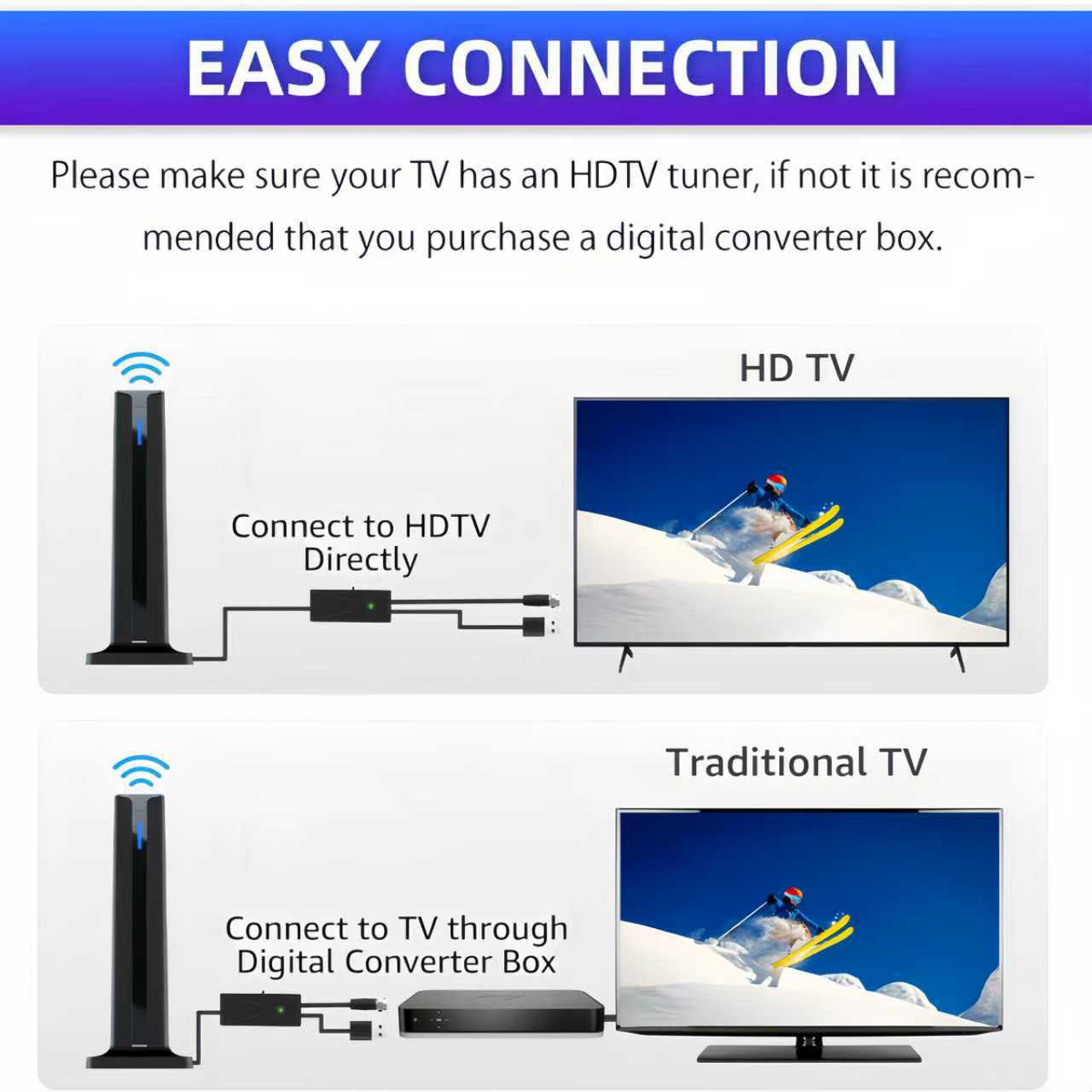 4K/1080P Innendørs HD TV-antenne