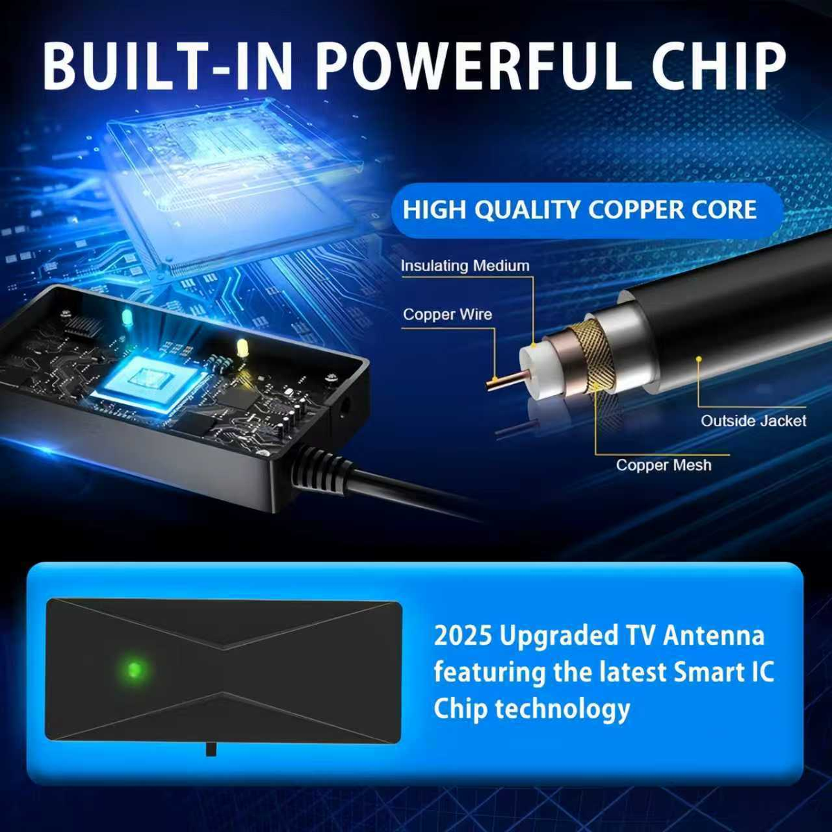 4K/1080P Innendørs HD TV-antenne