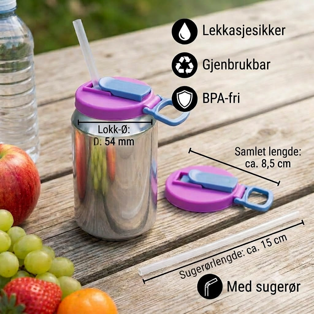 2-i-1 gjenbrukbar sugerørhette i silikon – Lekkasjesikkert, bærbart drikkelokk (2-pakning)