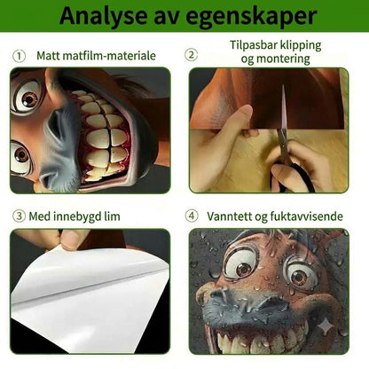 Kreative klistremerker for søppelbøtte – fargerike tegneseriemønstre