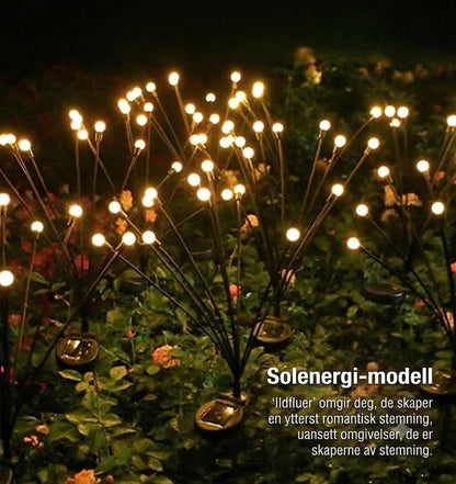 Solcelledrevet ildflue-hagebelysning