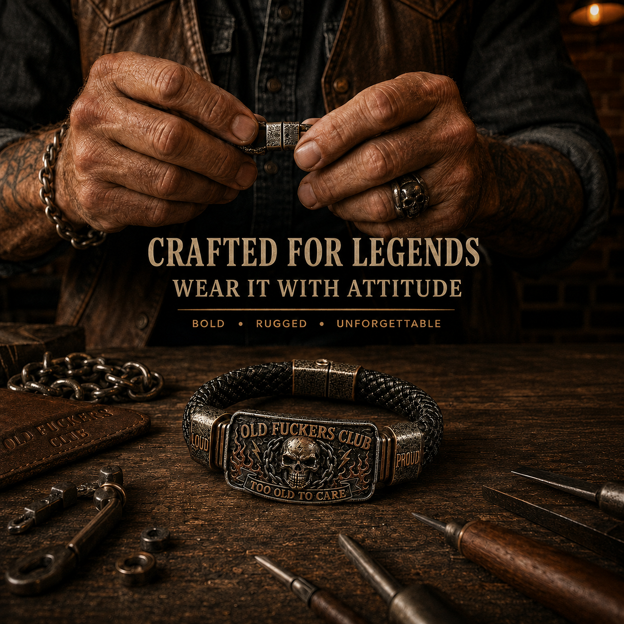 ☠️ Gamlegutta-klubben & Vill & Fri 🪓 | 2026 Limited Edition Vintage Armbånd