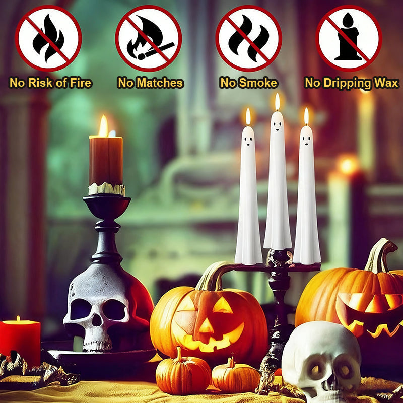 🎃👻 Fjernstyrte LED-spøkelseslys med 3D-flammeveke 🕯️💡  1 sett (2 stk.)