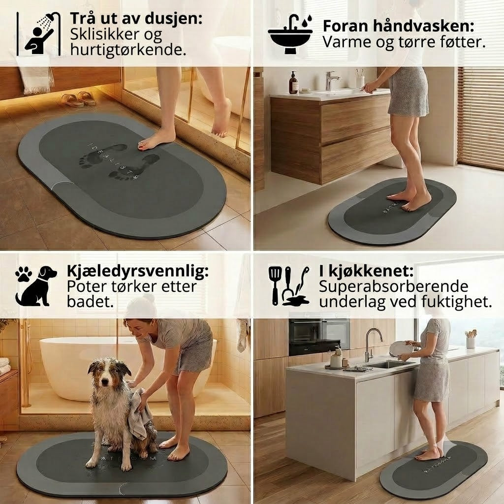Hurtigtørkende badematte