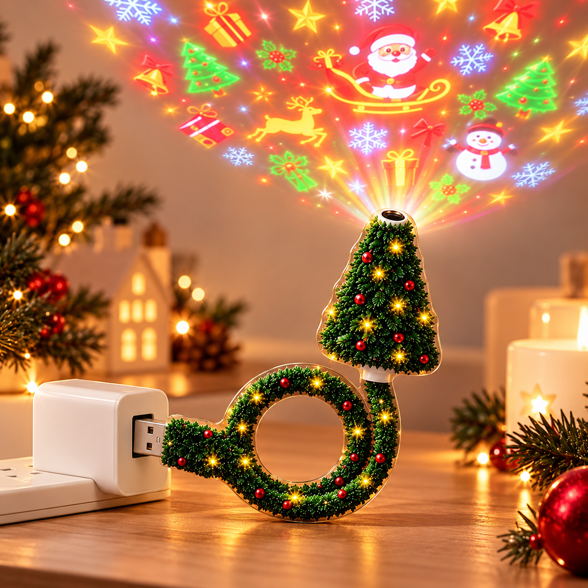 HD USB Juleprojektor – Skap en magisk julestemning på et øyeblikk