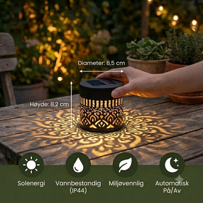Fargerik solcelle-mandala hagelampe – Vanntett LED-vegglampe med projeksjonseffekt, for utendørs bruk