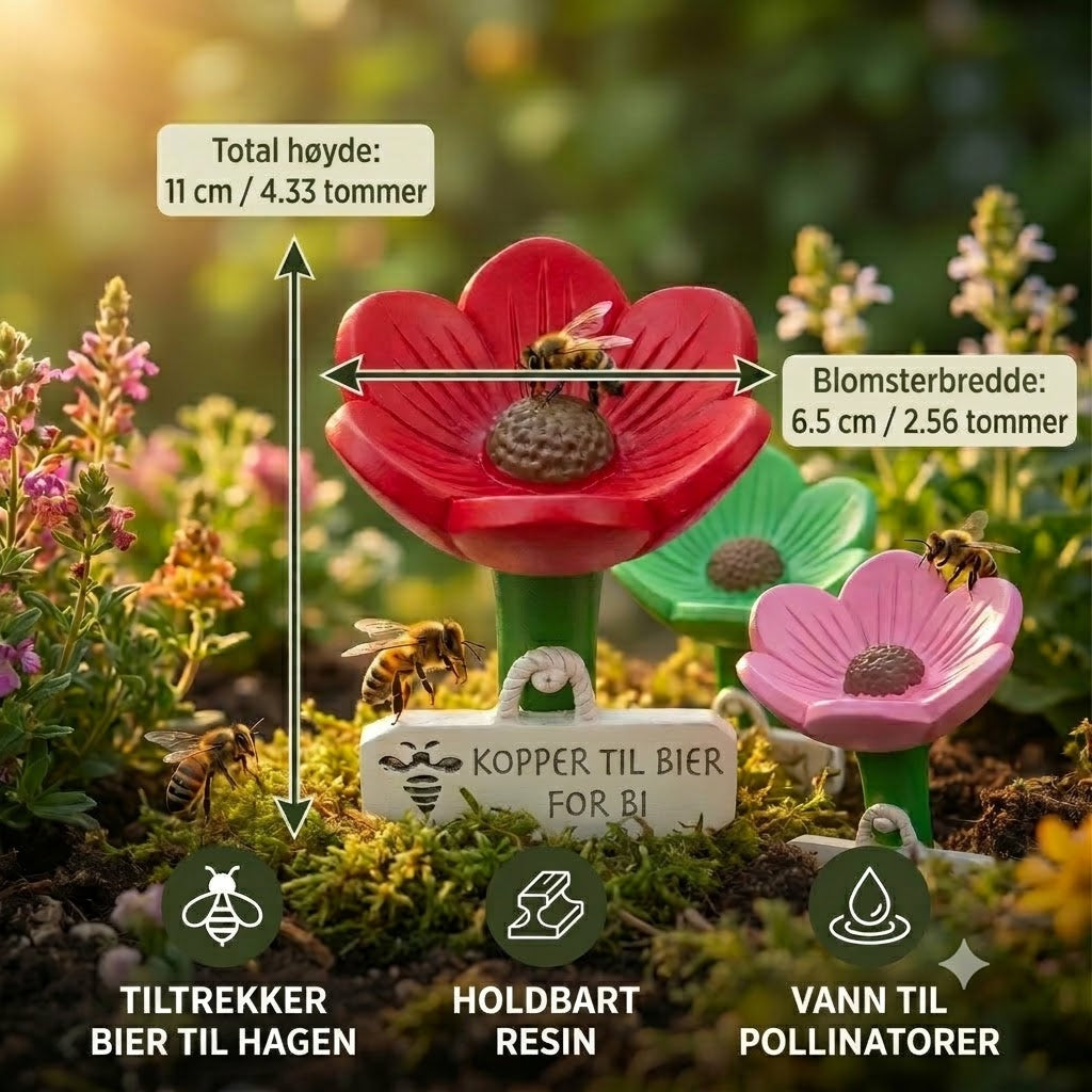 Blomsterformet vannstasjon for bier – fargerik drikkestasjon i hagen