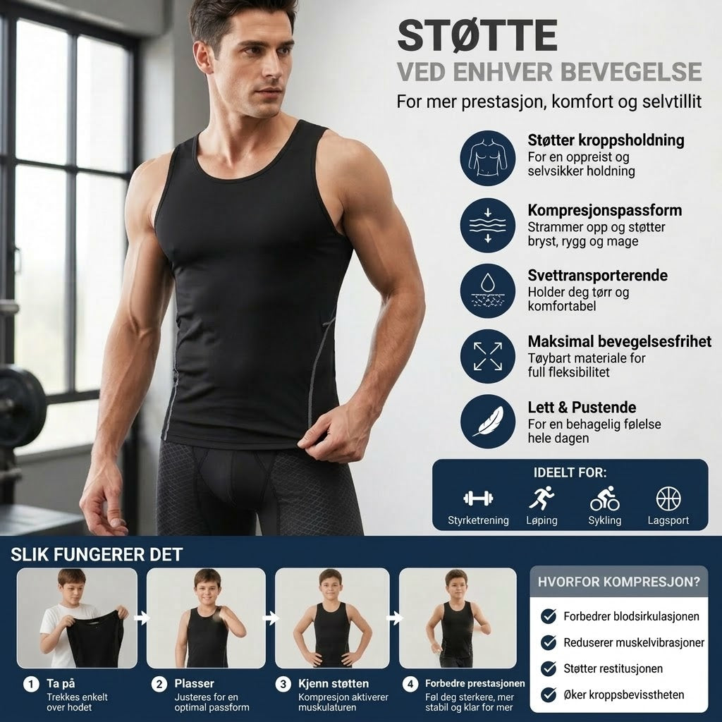 🔥 Tidsbegrenset tilbud: 50 % rabatt❗️❗️ Kompresjonsundertøy / kompresjonsvest for herre – ideelt for trening og fitness