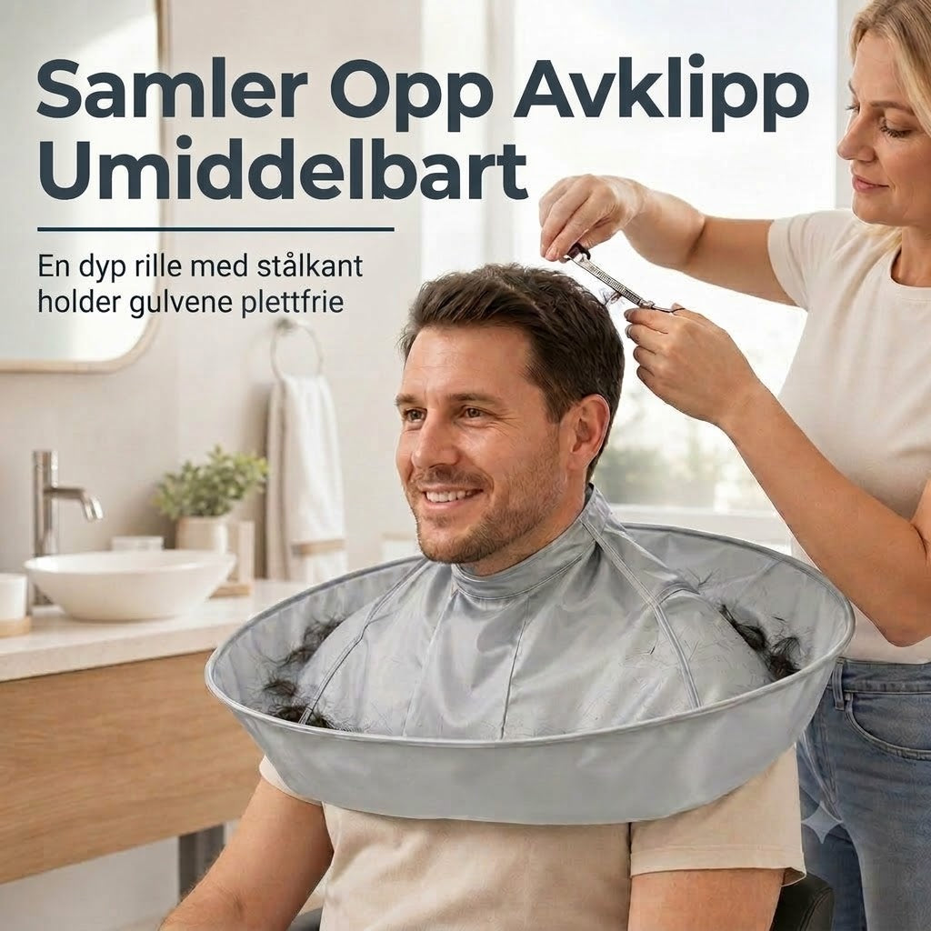 Vanntett klippekappe med oppsamler – Sammenleggbar paraply-klippekappe for hjemmeklipping