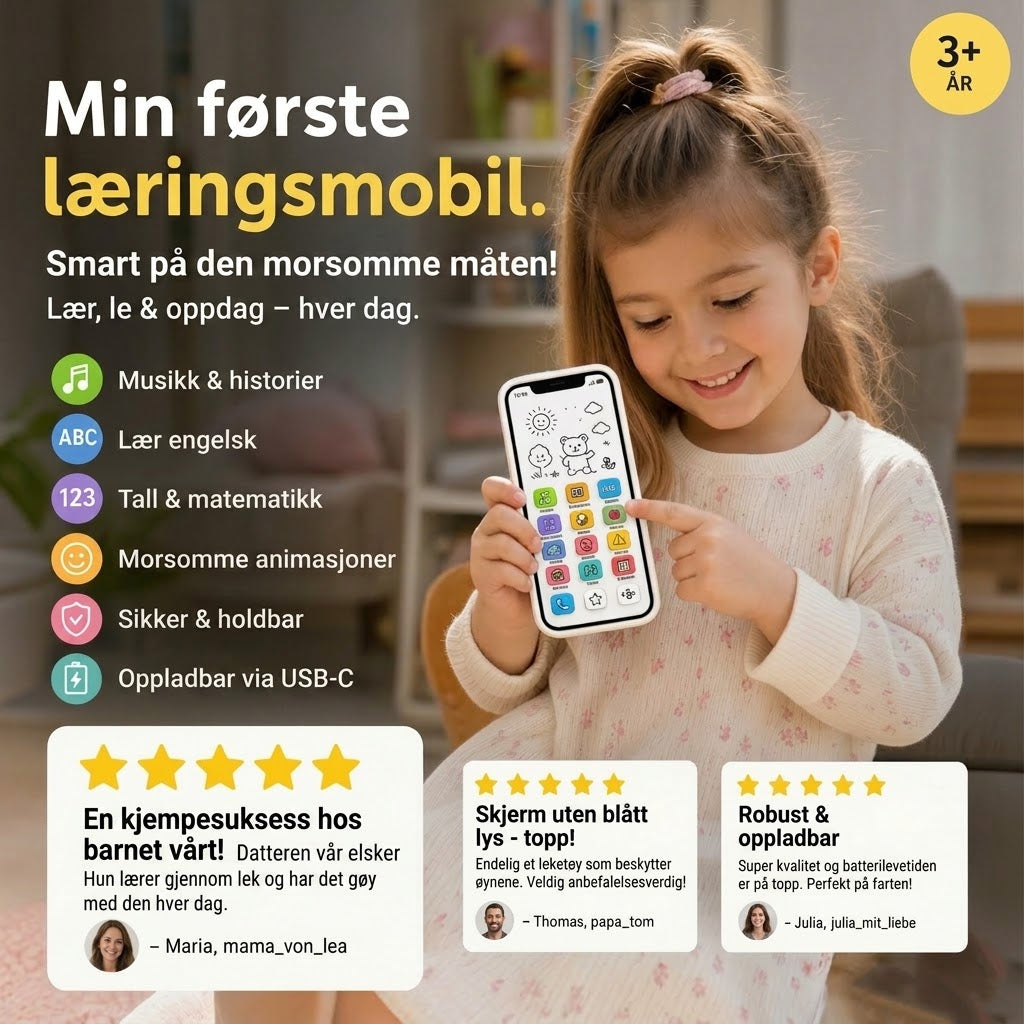 🔥📢 50 % rabatt 📱 Pedagogisk smarttelefon for barn | Læring gjennom lek, øyevennlig design – det ideelle valget for læring ✨👶