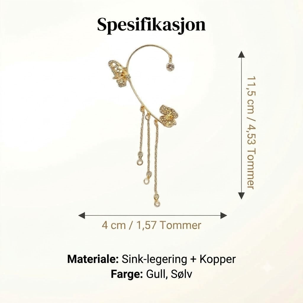 Enkle klipsøredobber med sommerfugler, blomstermotiver og dusker – elegante, komfortable og krever ingen hull i ørene
