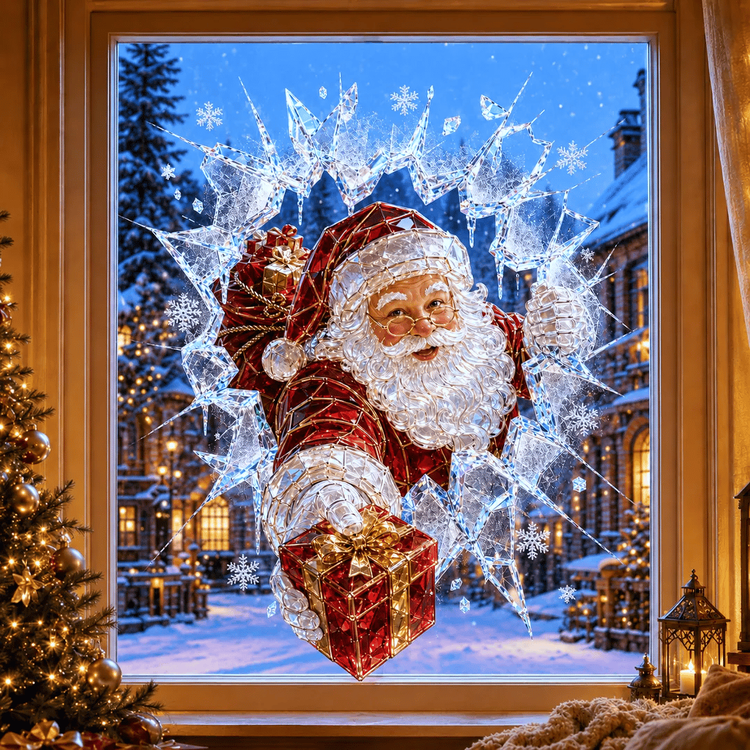 3D juleklistremerker med knust glass-effekt