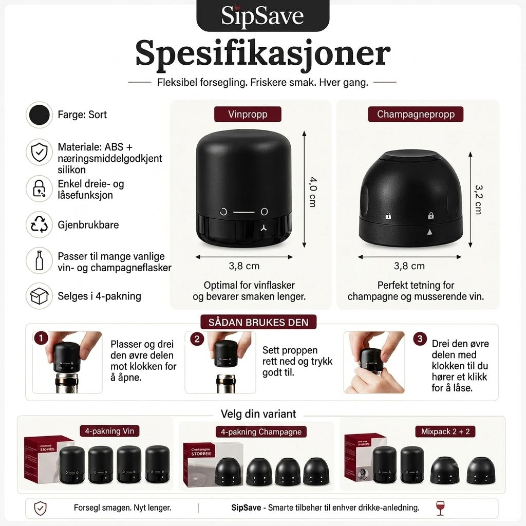 SipSave – Vin- og champagnestopper