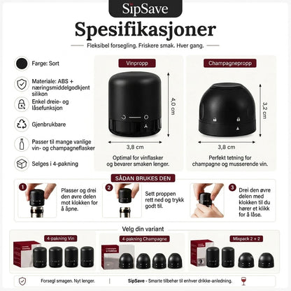 SipSave – Vin- og champagnestopper