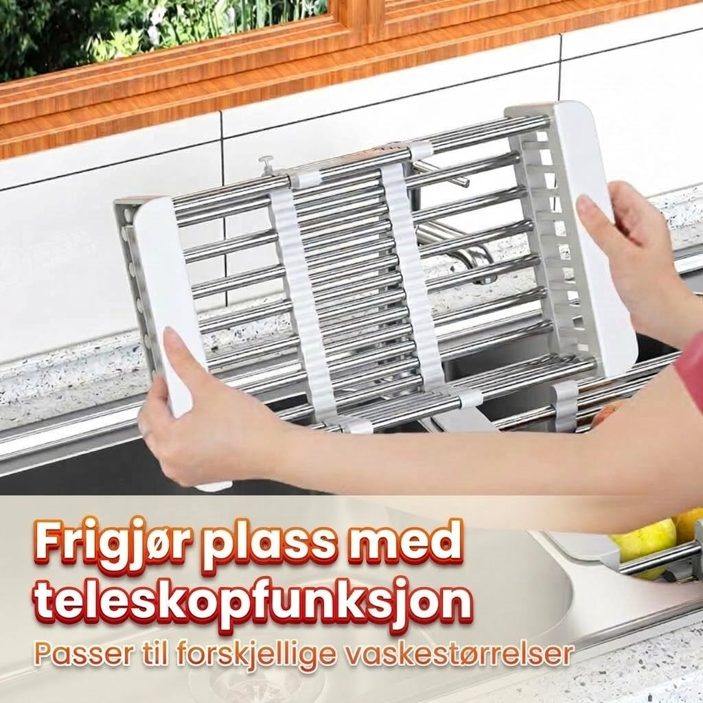 Justerbart tørkestativ til kjøkkenvask