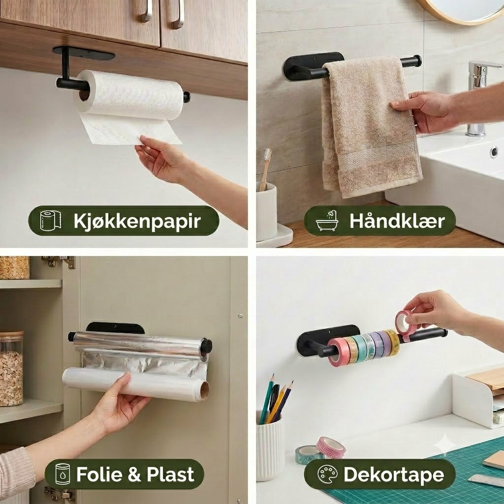 Moderne tørkerullholder i rustfritt stål – ingen boring nødvendig, allsidig i bruk
