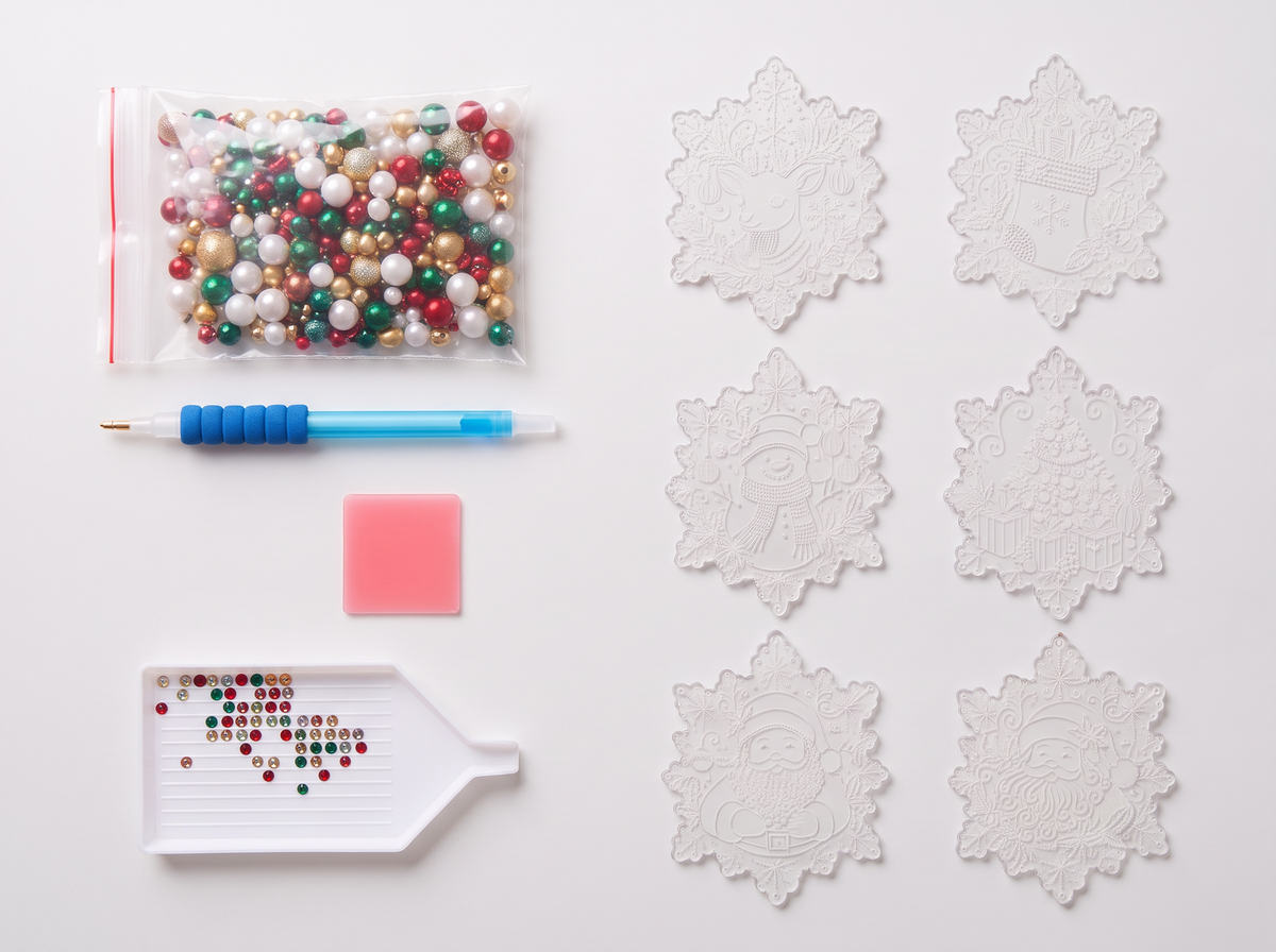 6-delt DIY diamond painting-sett for julepynt og dekorasjon