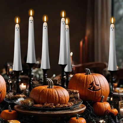 🎃👻 Fjernstyrte LED-spøkelseslys med 3D-flammeveke 🕯️💡  1 sett (2 stk.)