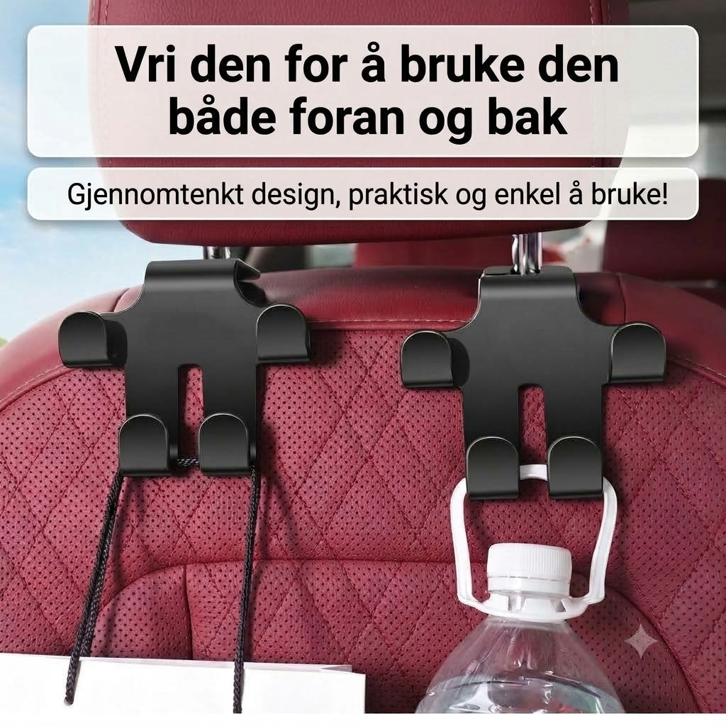 Kroker til bilnakkestøtte (2-pakning)
