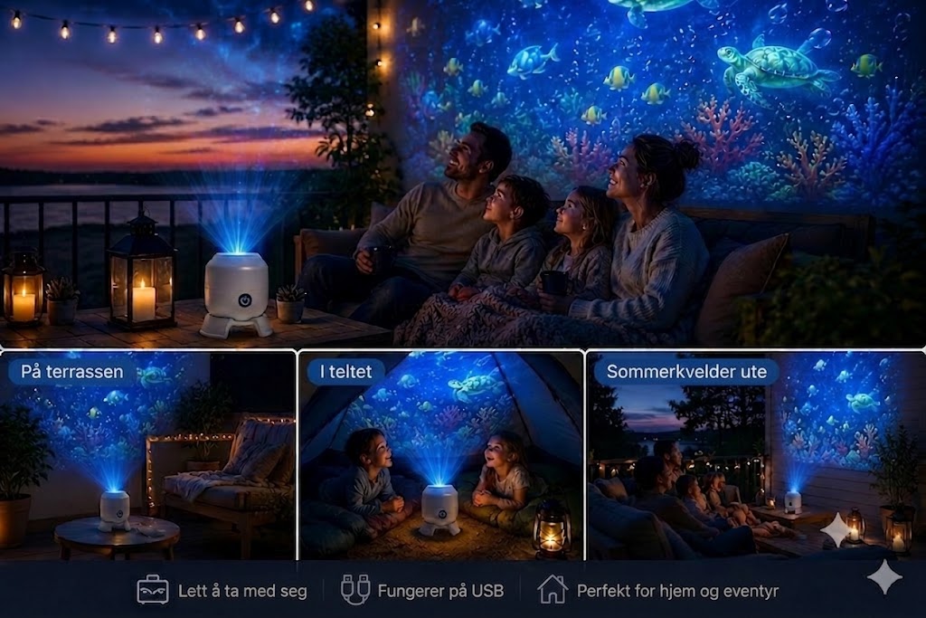 OceanDream havprojektor med roterende LED-lys – skap en drømmenatt