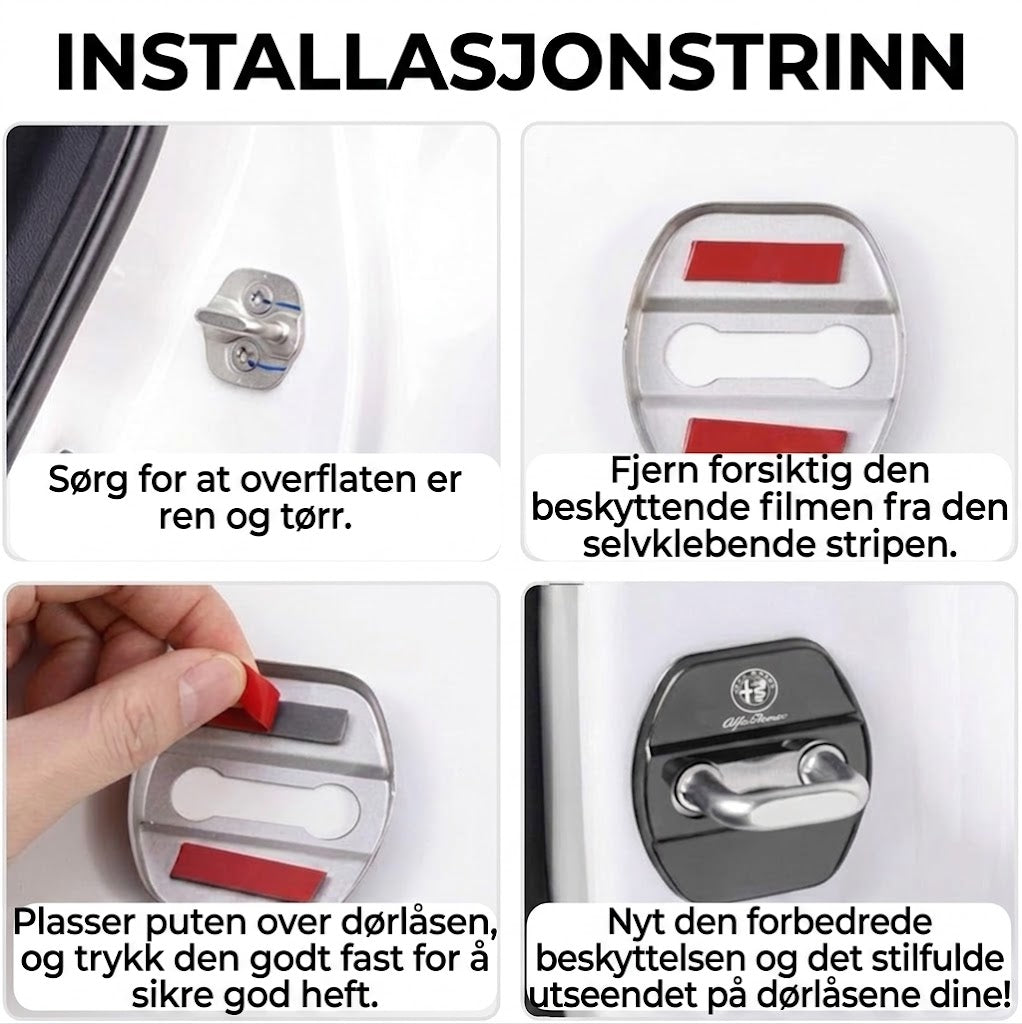 Beskyttelsespute til bildørlås | 4-delers sett.