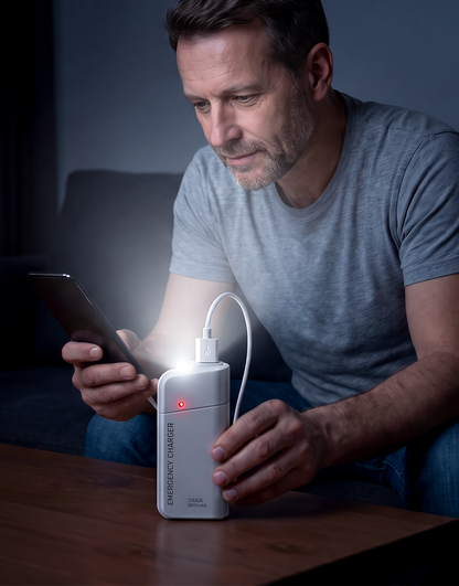 AA-batteridrevet powerbank med LED-lommelykt – gir ekstra strøm til mobilen i nødssituasjoner
