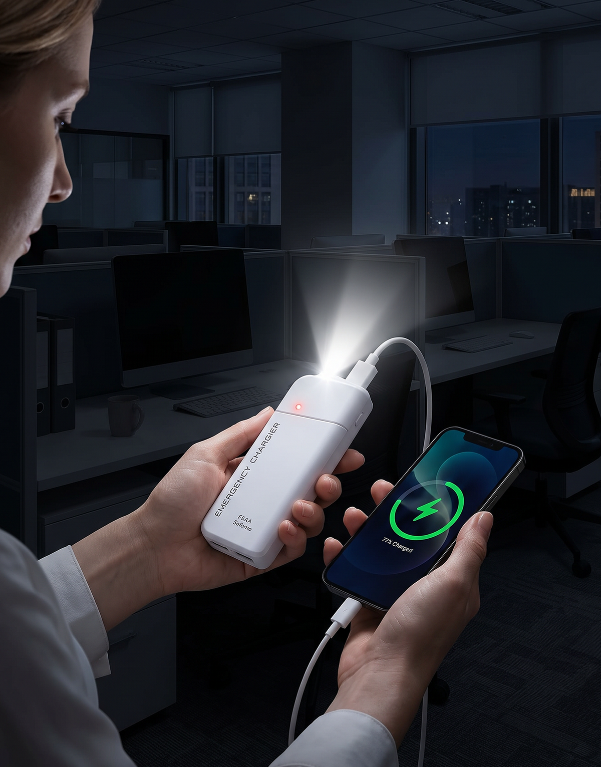 AA-batteridrevet powerbank med LED-lommelykt – gir ekstra strøm til mobilen i nødssituasjoner