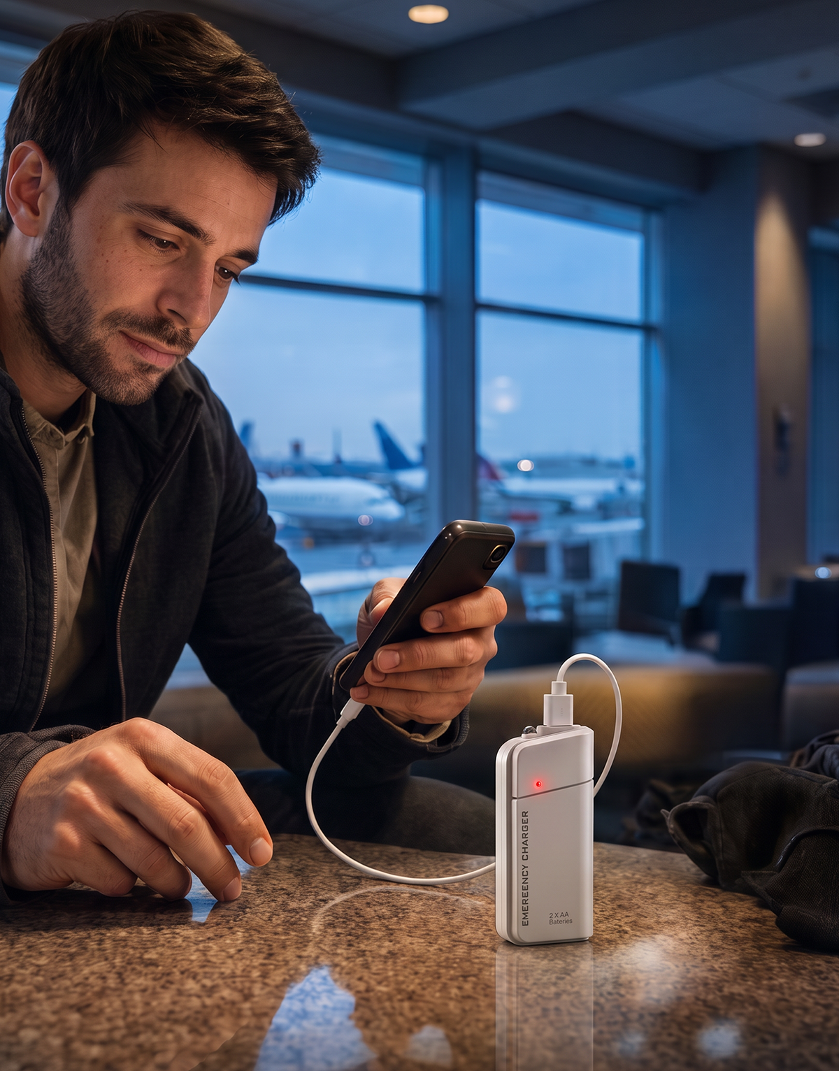 AA-batteridrevet powerbank med LED-lommelykt – gir ekstra strøm til mobilen i nødssituasjoner