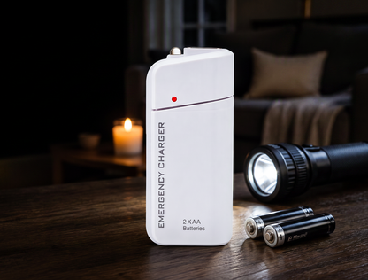 AA-batteridrevet powerbank med LED-lommelykt – gir ekstra strøm til mobilen i nødssituasjoner