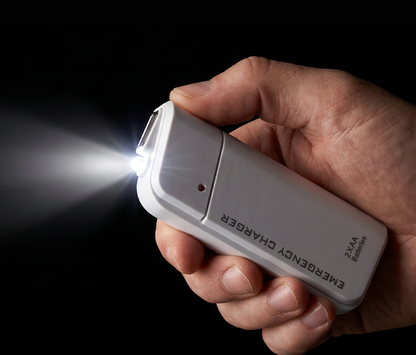 AA-batteridrevet powerbank med LED-lommelykt – gir ekstra strøm til mobilen i nødssituasjoner