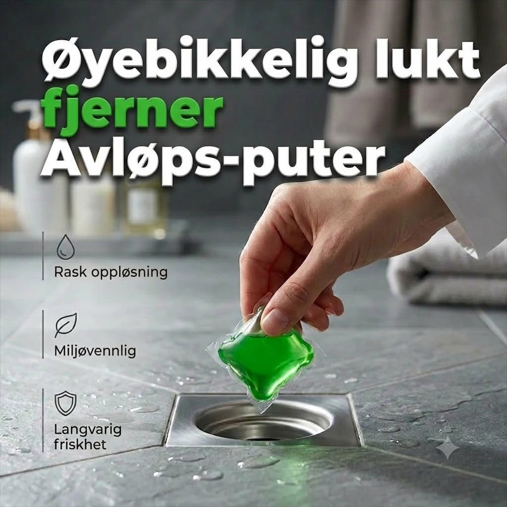 Tabletter for avløpsåpning og luktfjerning