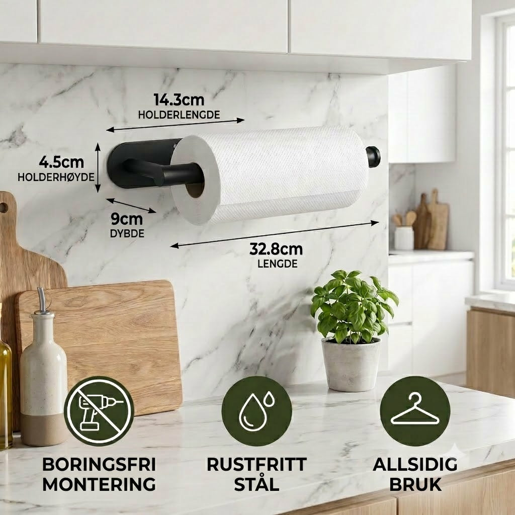 Moderne tørkerullholder i rustfritt stål – ingen boring nødvendig, allsidig i bruk