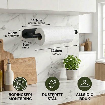 Moderne tørkerullholder i rustfritt stål – ingen boring nødvendig, allsidig i bruk