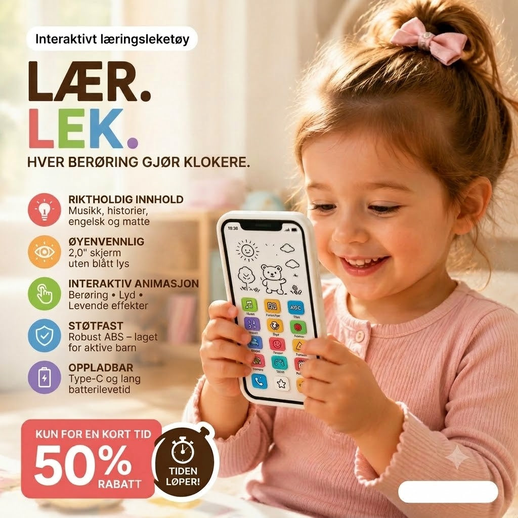 🔥📢 50 % rabatt 📱 Pedagogisk smarttelefon for barn | Læring gjennom lek, øyevennlig design – det ideelle valget for læring ✨👶