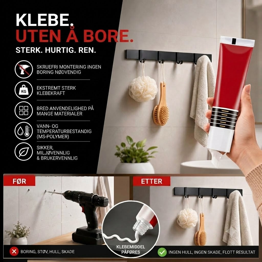 🔥📢 Tidsbegrenset tilbud: Kjøp 1, få 1 gratis! ✨ Sømløse klebeputer – sterkt feste uten å bore, for alle dine monteringsbehov! ✨