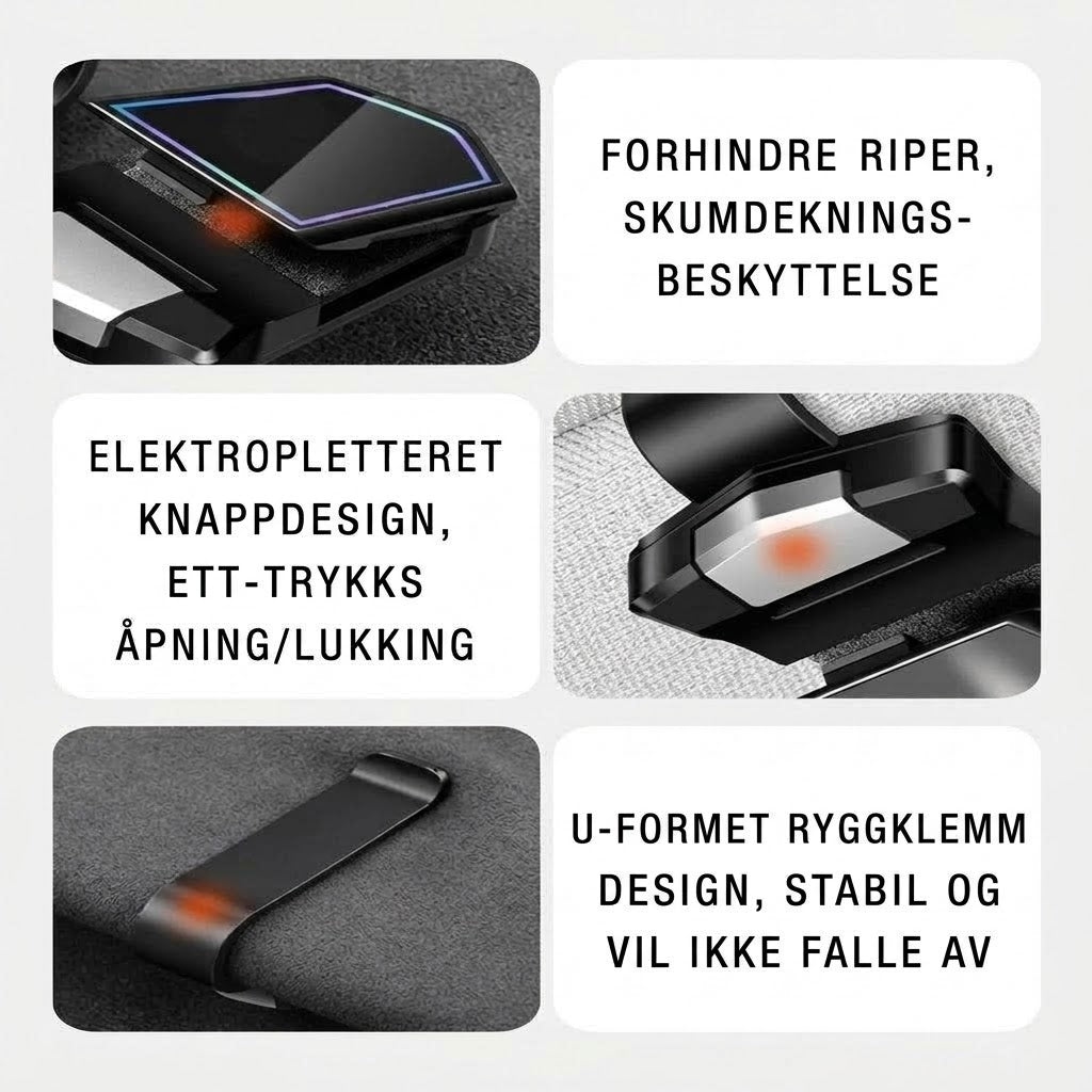 Magnetisk solbrilleholder for bilens solskjerm