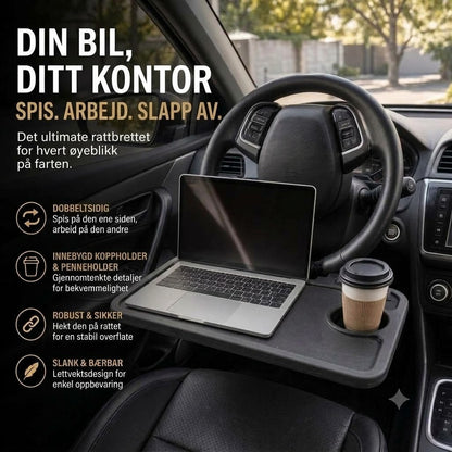 Dobbeltsidig rattbord til bil – laptop-brett