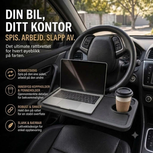Dobbeltsidig rattbord til bil – laptop-brett