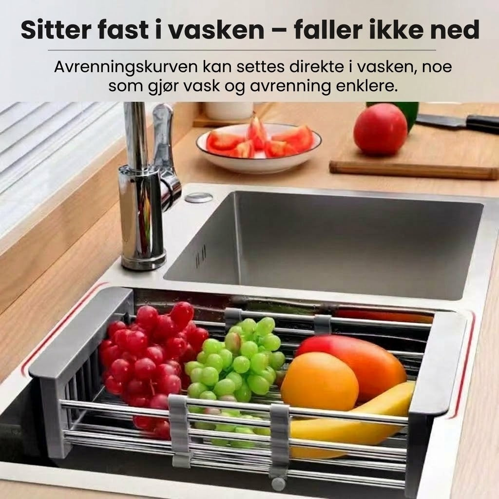 Justerbart tørkestativ til kjøkkenvask
