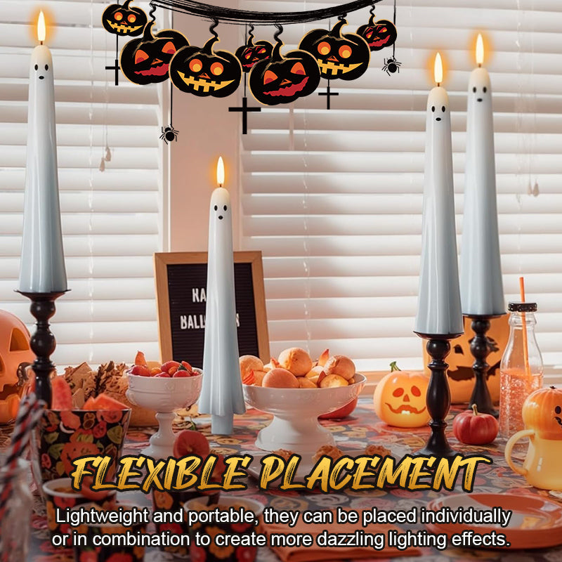 🎃👻 Fjernstyrte LED-spøkelseslys med 3D-flammeveke 🕯️💡  1 sett (2 stk.)