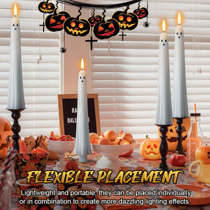 🎃👻 Fjernstyrte LED-spøkelseslys med 3D-flammeveke 🕯️💡  1 sett (2 stk.)