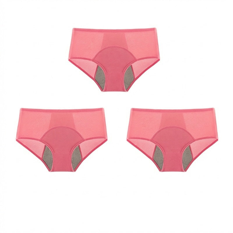Lekkasjesikker menstruse med høyt liv, dobbel beskyttelse foran og bak – forhindrer effektivt sidelekkasje